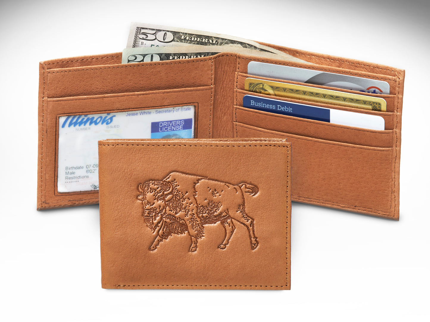 Leather Bifold Bison Wallet