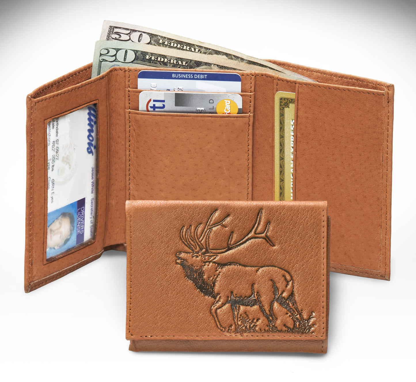 Leather Trifold Elk Wallet
