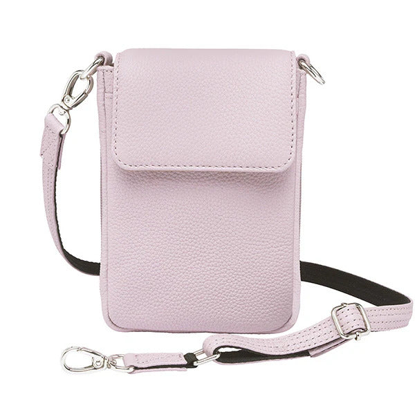 Leather Crossbody Phone Pouch Concealed Carry Purse Cowhide - Lavender