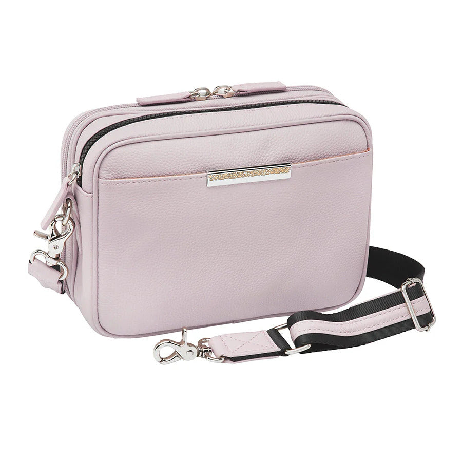 Leather Slim Clutch Crossbody Concealed Carry Bag Cowhide - Lavender