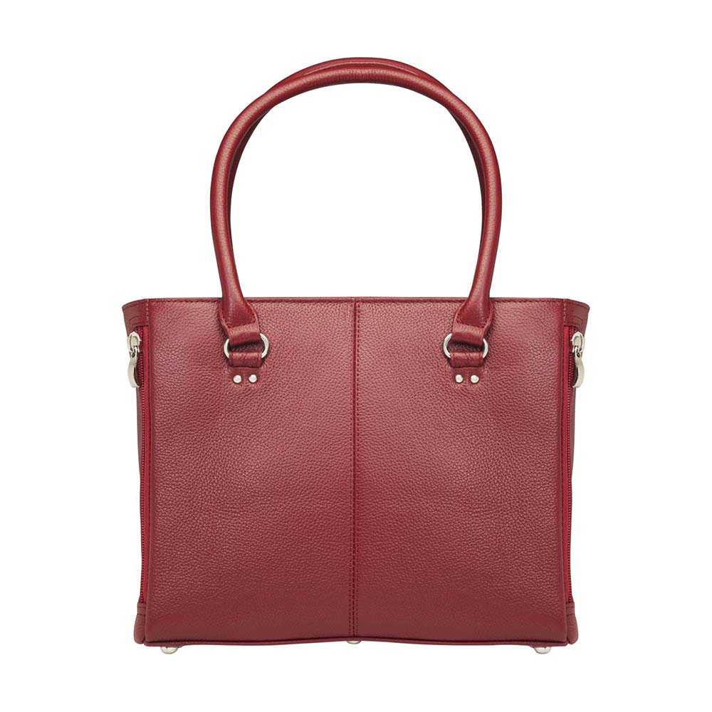 Traditional Open Top Tote Concealed Carry Purse Cowhide - Red