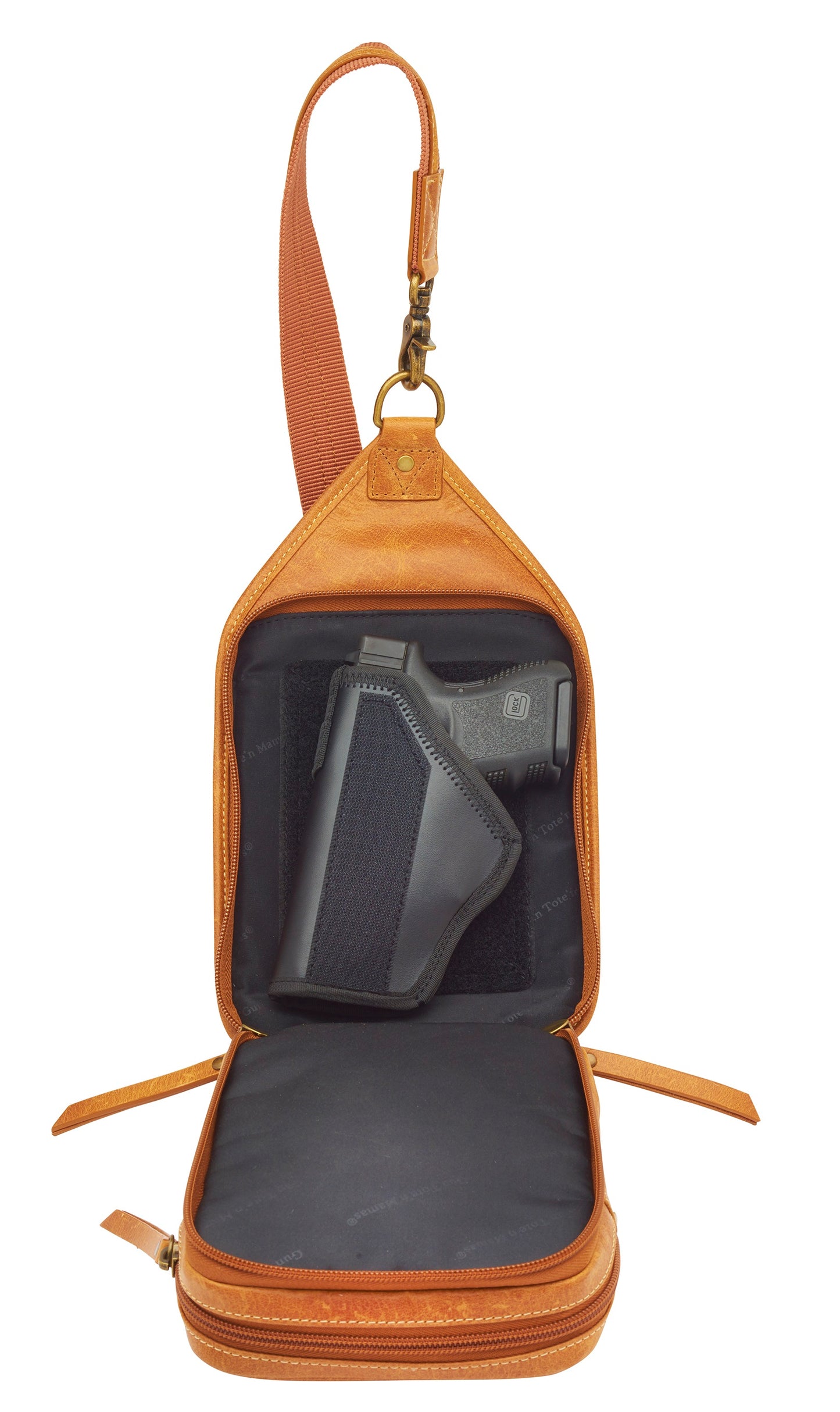 Compact Concealed Carry Sling Crossbody USA Buffalo Leather