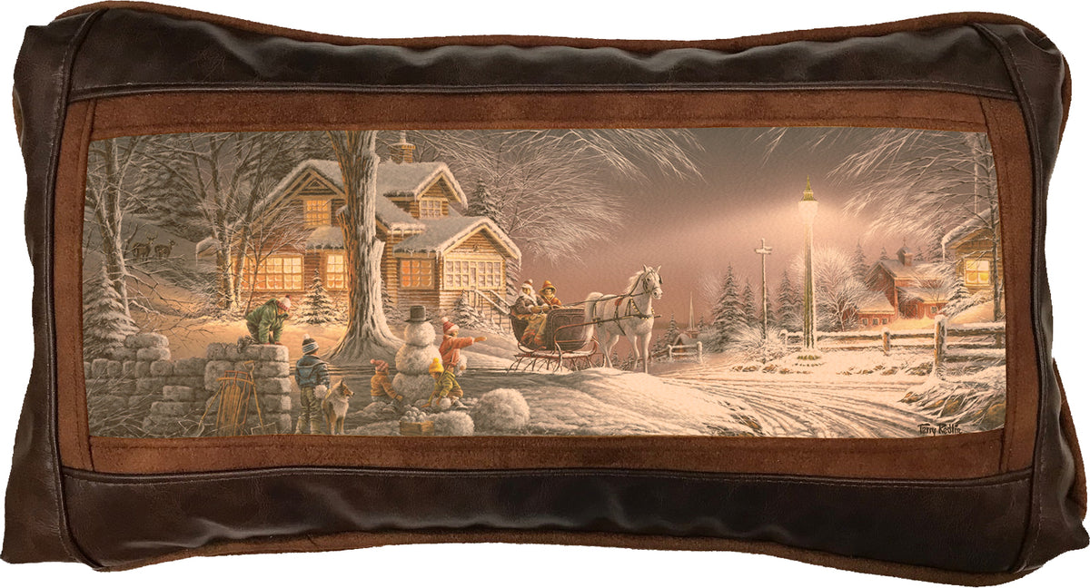 Winter Wonderland - 10" x 18" Leather Pillow
