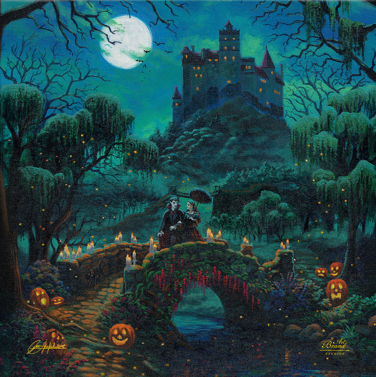 A Midnight Stroll - 14" x 14 Gallery Wrapped Canvas