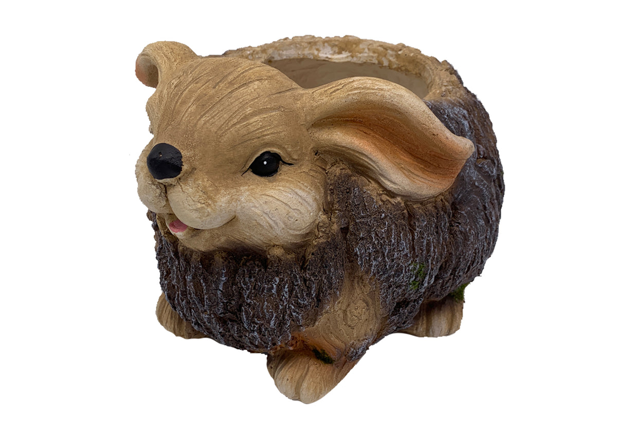 Faux Wood Floppy-Eared Bunny - Planter, MGO