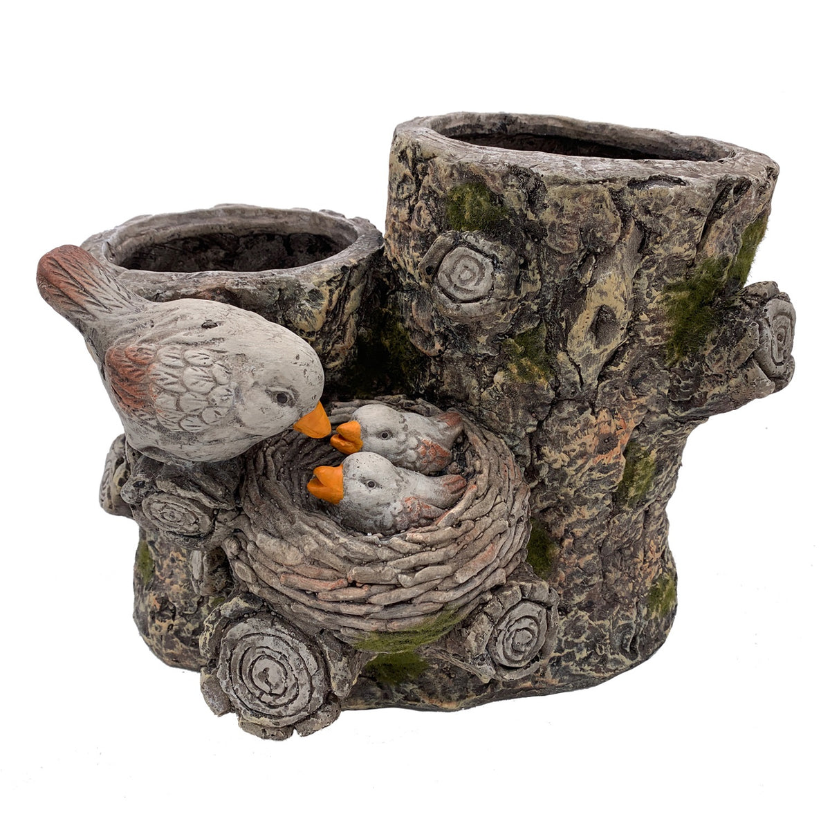 Faux Wood Bird Nest - Planter, MGO