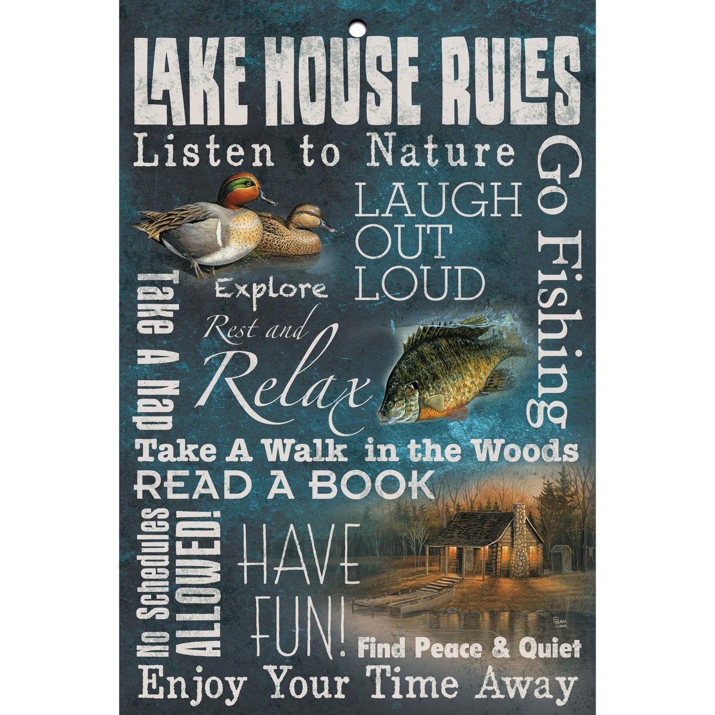 Lake House Rules - 8" x 12" Wood Sign