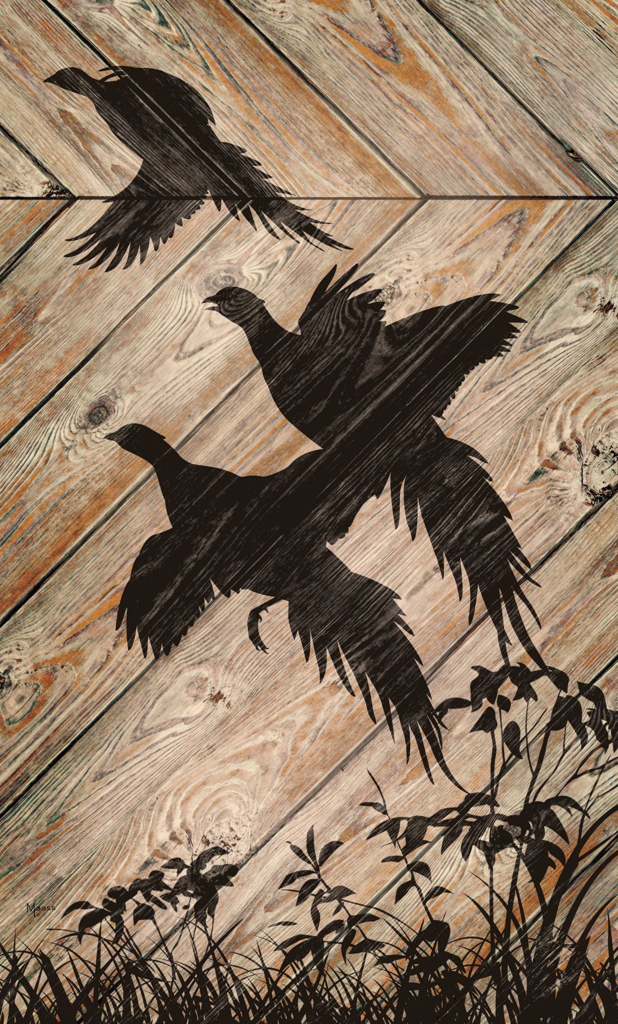 Silhoutte Pheasant - 30" x 18" Wood Sign