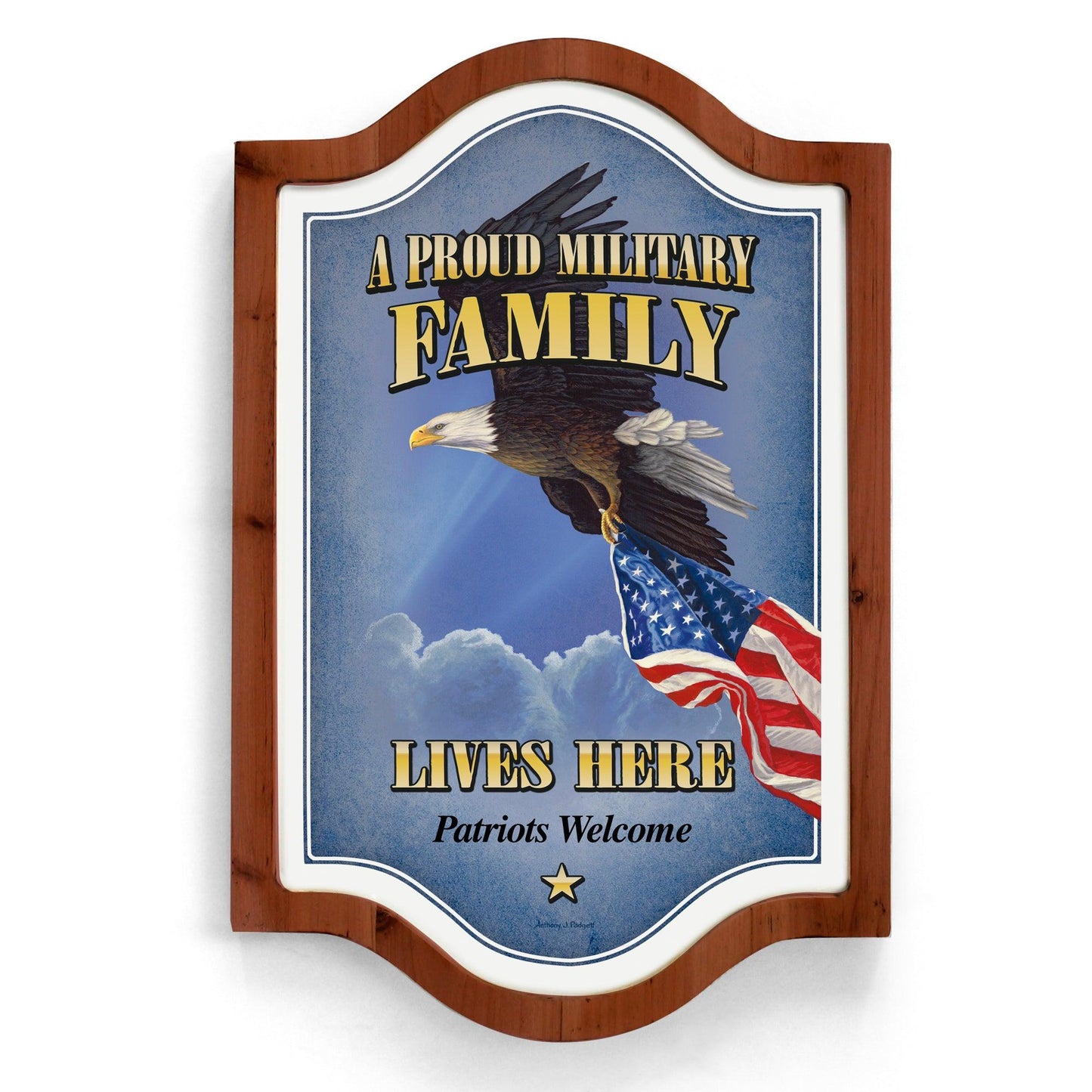 Proud Military Family - 12.25" x 18.5" Vintage Framed Tin Sign