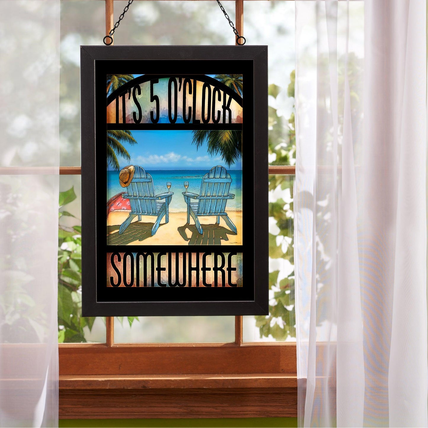 It's 5 O'Clock Somewhere - 20" x 14" Stained Glass Art