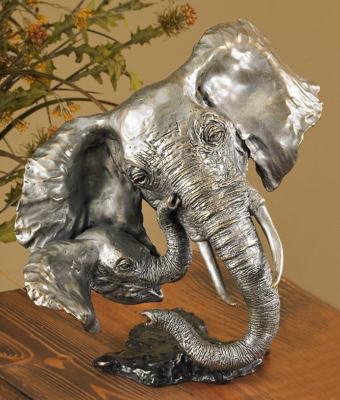 Young One Elephants - Sculpture