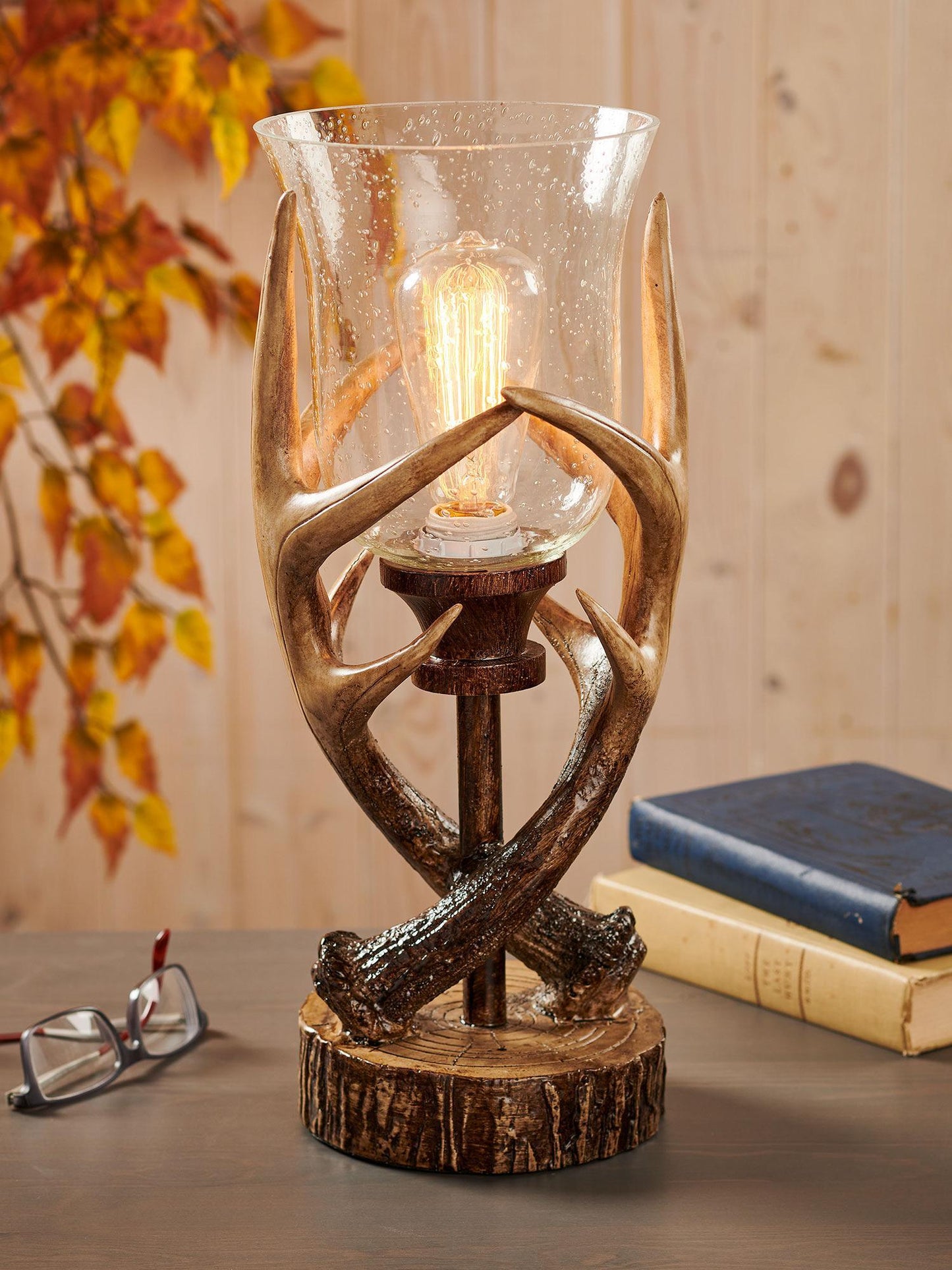 Antler Glass Globe Light - Table Lamp