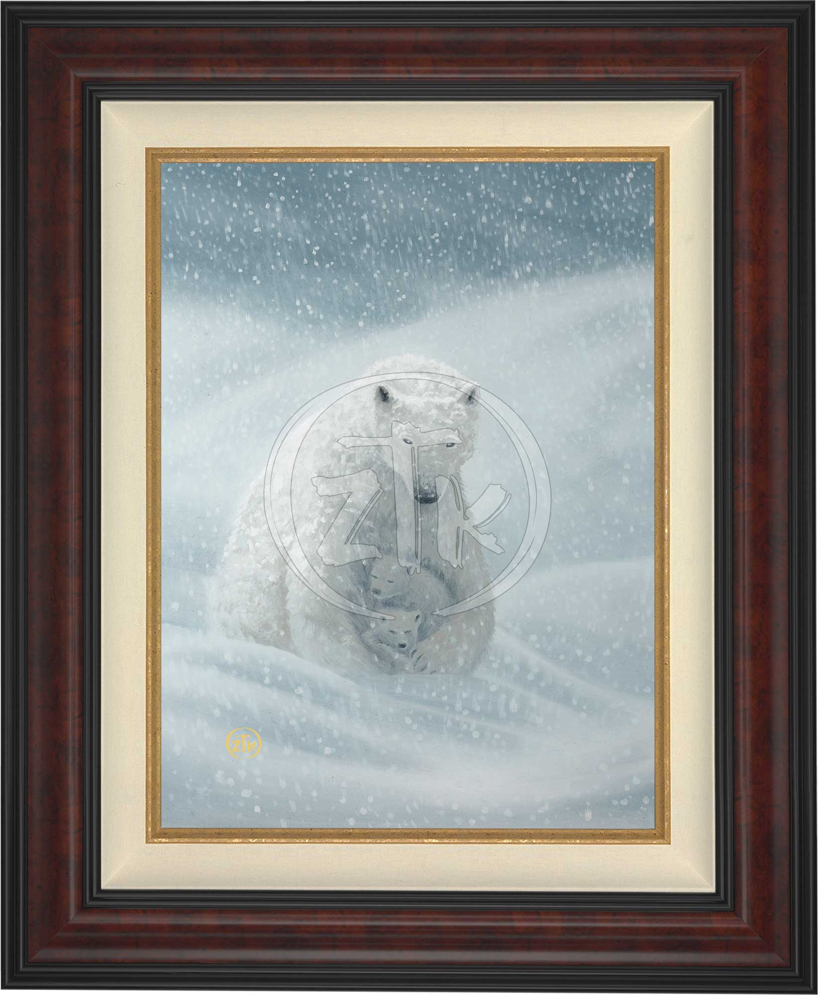 【M4号】もんちゃん#20 原画 しろくま 眠る 油彩 oilpainting A Mother's Warmth - Limited Edition Canvas Limited Edition Canvas