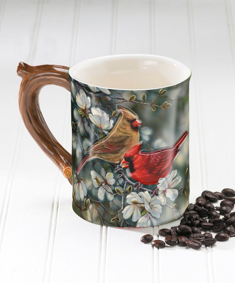 CARDINALS AND MAGNOLIAS SCLPT MUG