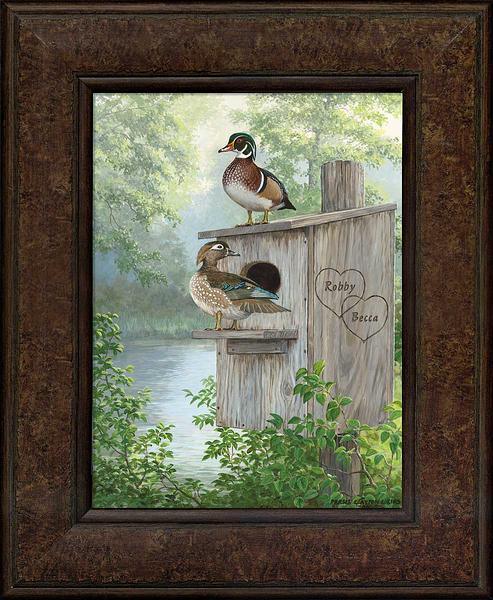 Misty Hideaway - Wood Ducks - Personalized Framed Canvas