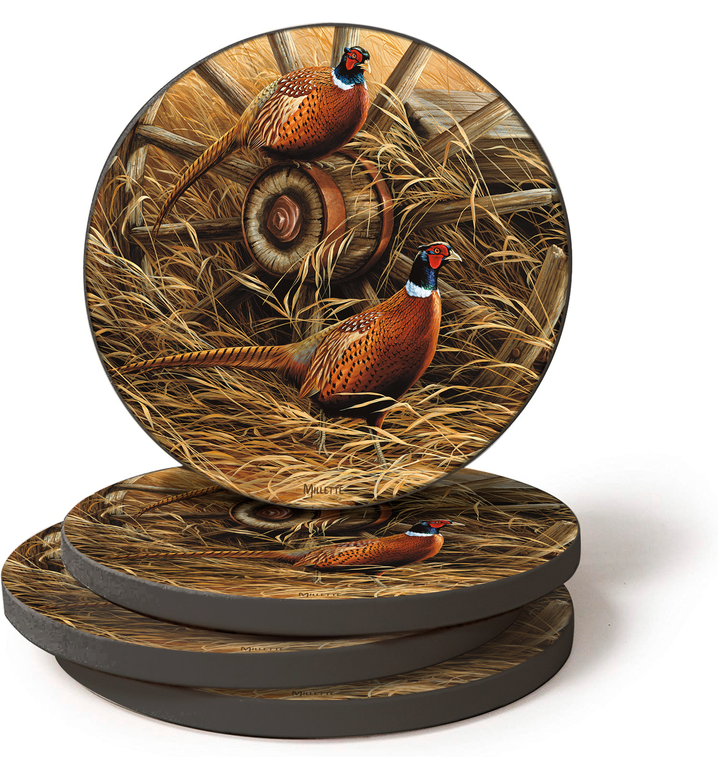 PHEASANT COASTER S/4 RUSTIC RETREAT