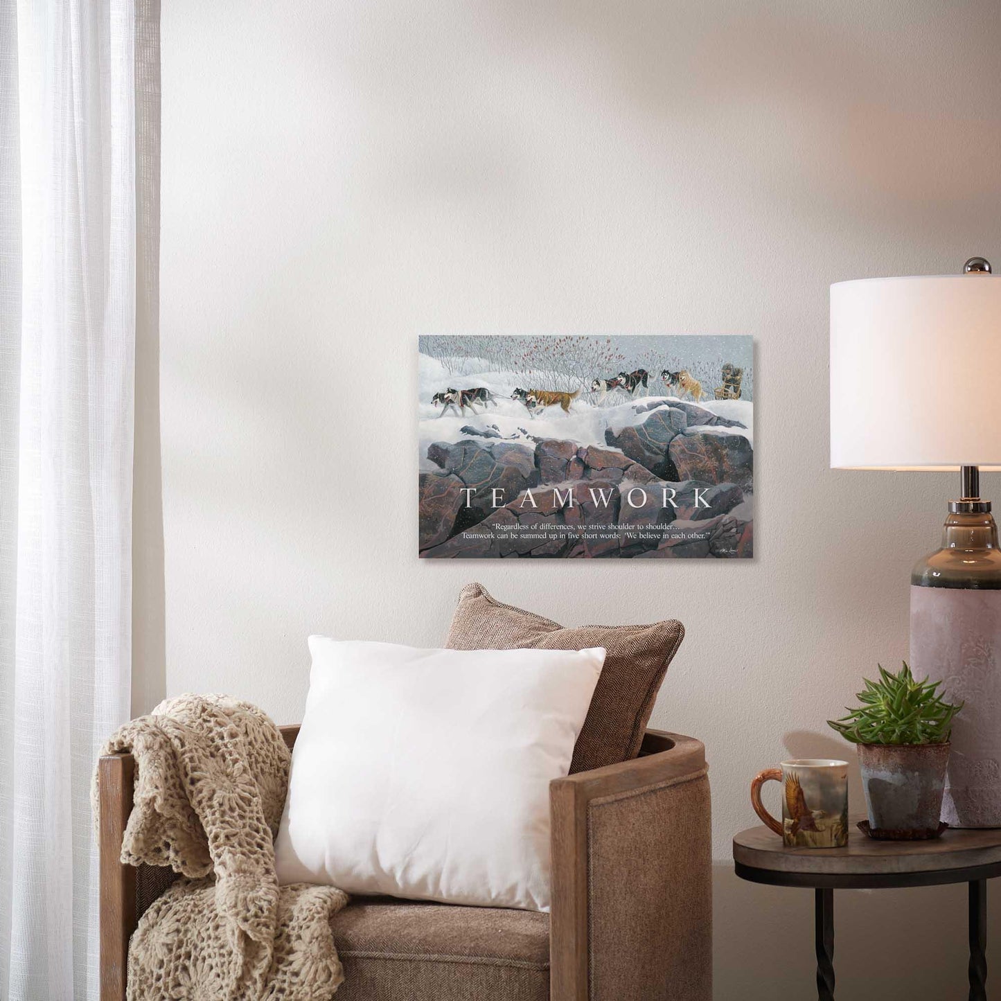 Teamwork—Huskies 12" x 18" Wood Sign - Wild Wings