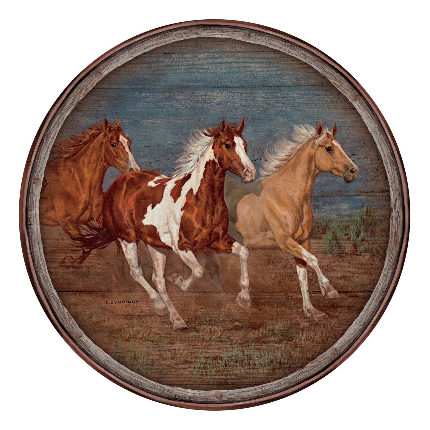 Modoc Run - Horses Lazy Susan Turntable - Wild Wings