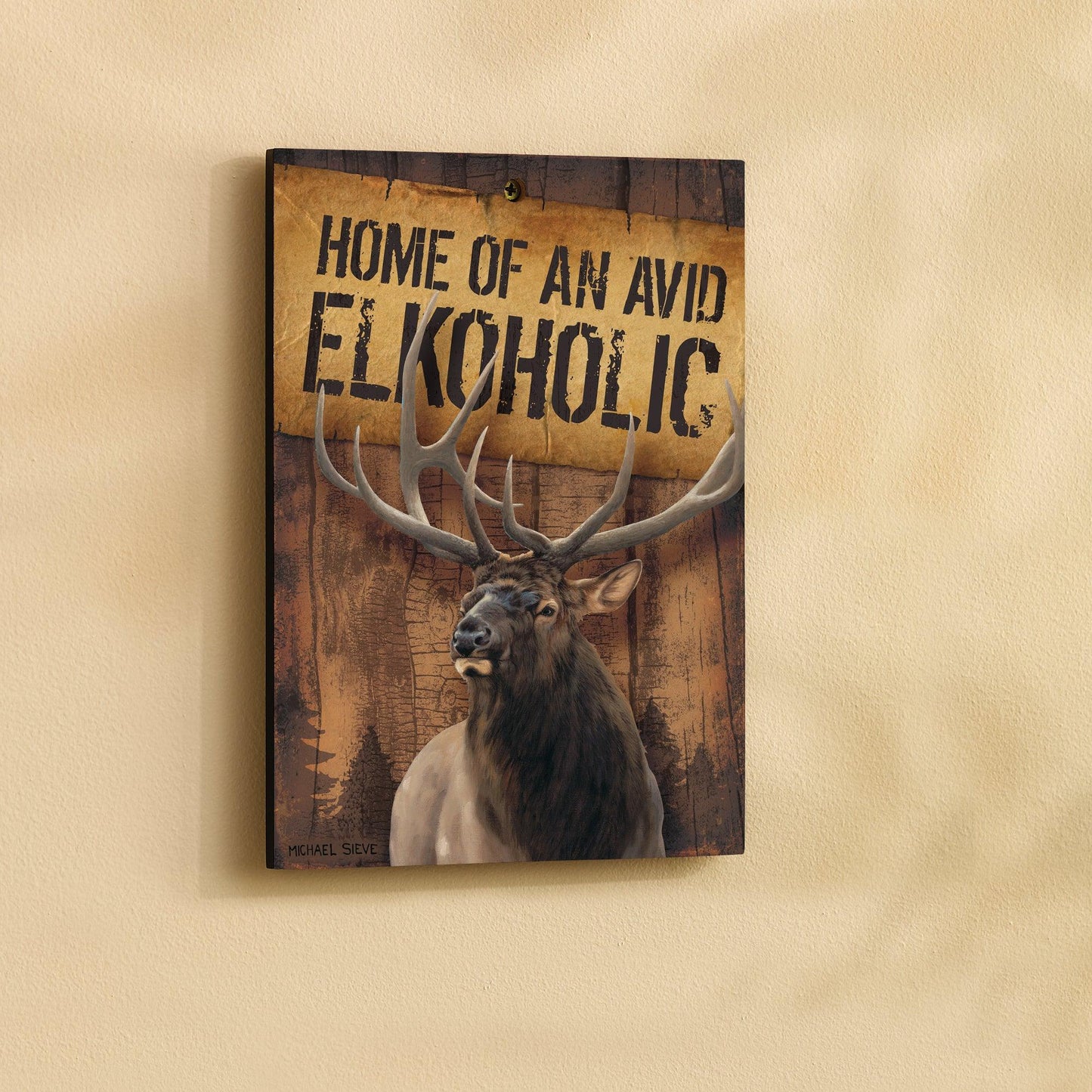Elkoholic 8" x 12" Wood Sign - Wild Wings