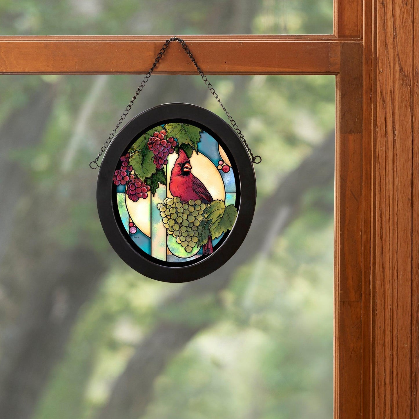 Cardinal Grape Vine Stained Glass Art - Wild Wings