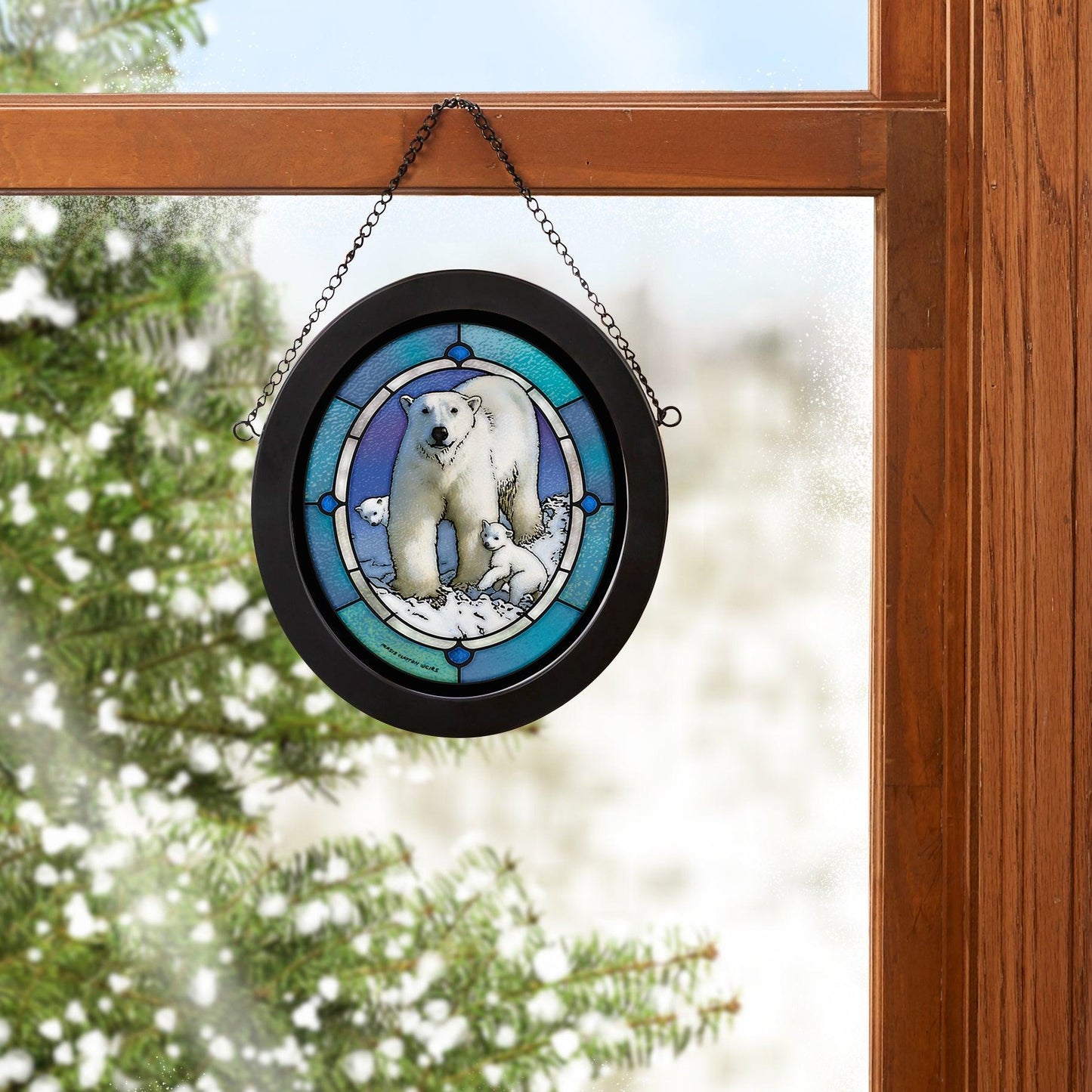 Mama Polar Bear Stained Glass Art - Wild Wings