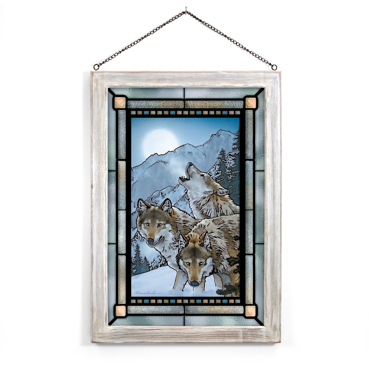 Moon Dancers - Wolves Stained Glass Art - Wild Wings