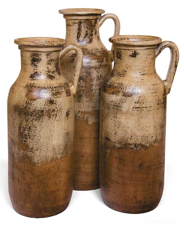 Aged Cream Clay Jugs (Set of 3) - Wild Wings