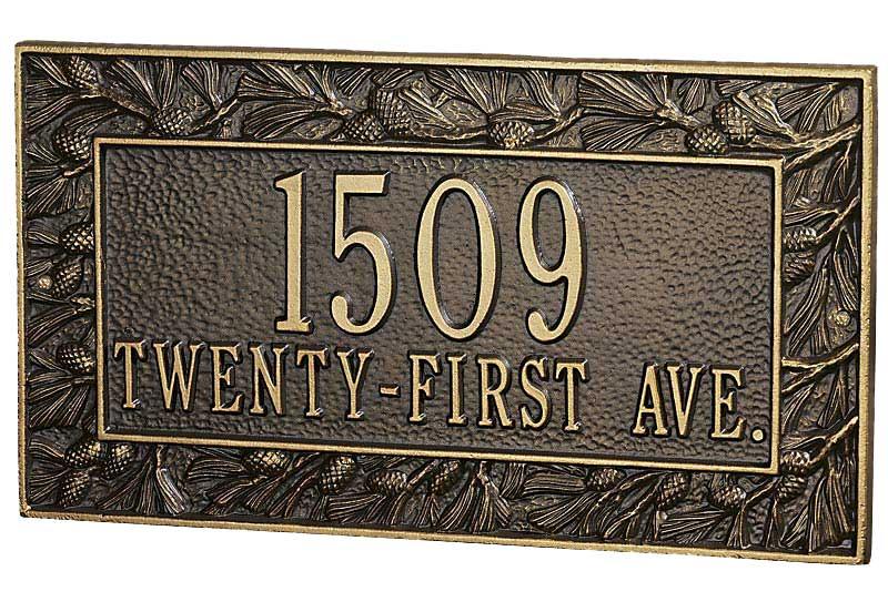 Pinecone—Bronze & Gold Address Plaque - Wild Wings