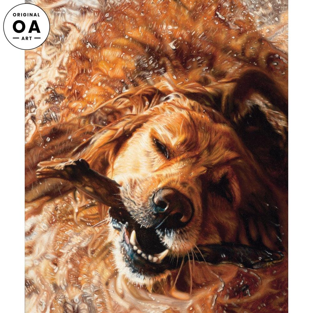 All Shook Up—Golden Retriever Original Acrylic Painting - Wild Wings
