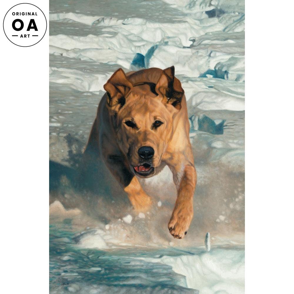 Closing Fast—Yellow Lab Original Oil Painting - Wild Wings