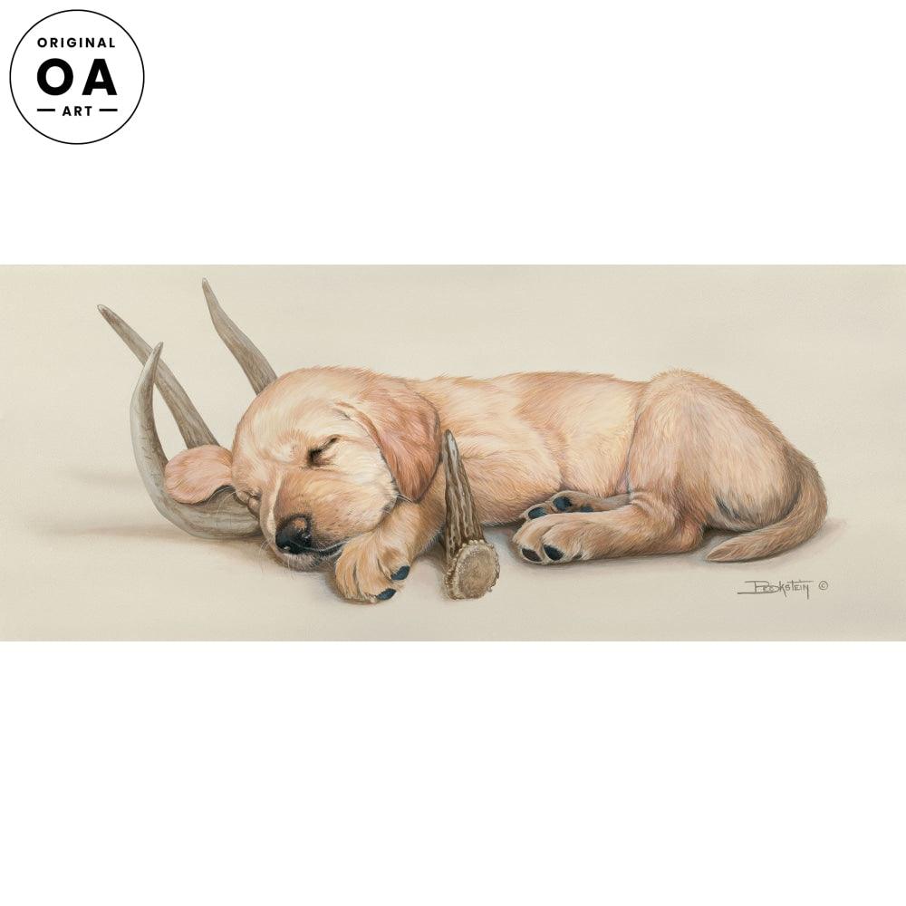 Rack 'Em Up—Yellow Lab Puppy Original Acrylic Painting - Wild Wings