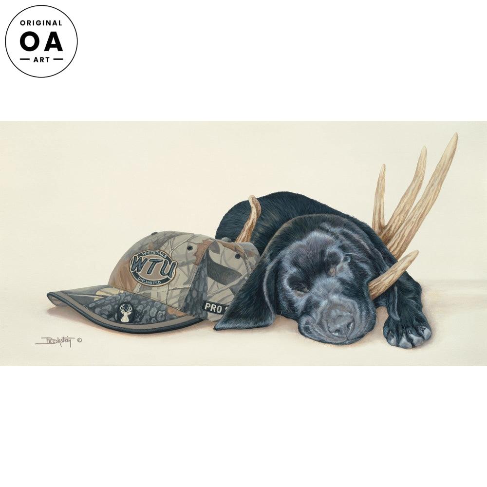 Big Buck Dreamer—Black Lab Puppy Original Acrylic Painting - Wild Wings