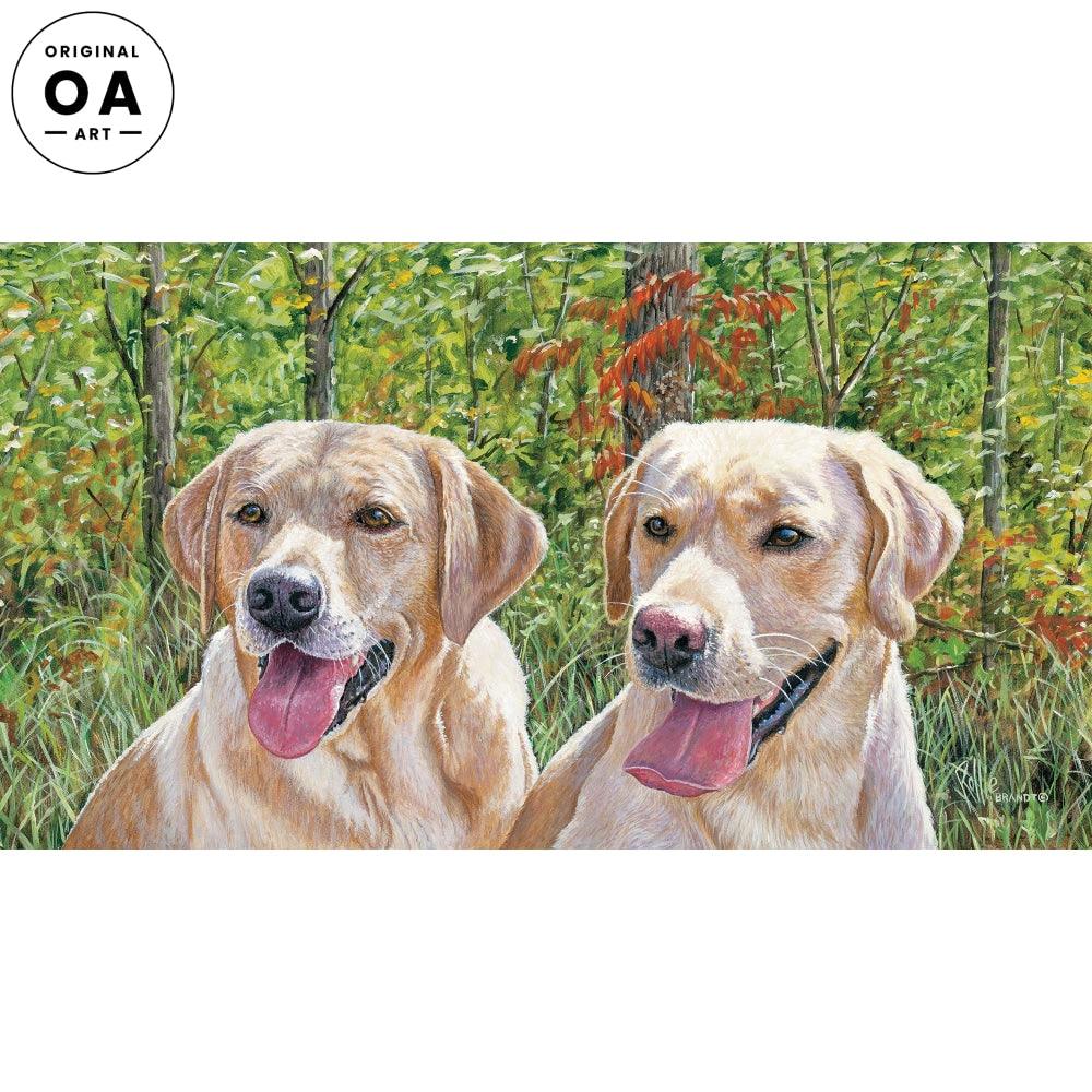 Panting Pals—Yellow Labs Original Acrylic Painting - Wild Wings