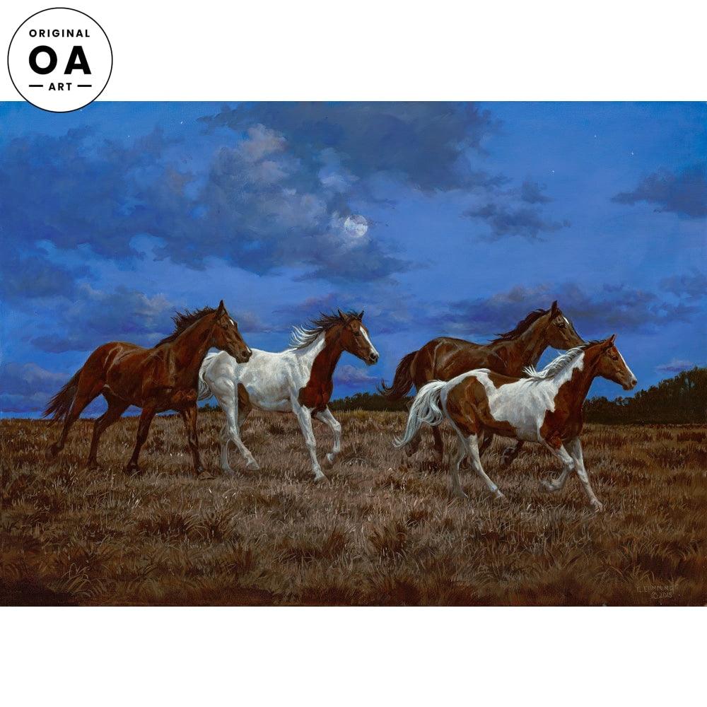 Moonlight Run—Horses Original Oil Painting - Wild Wings