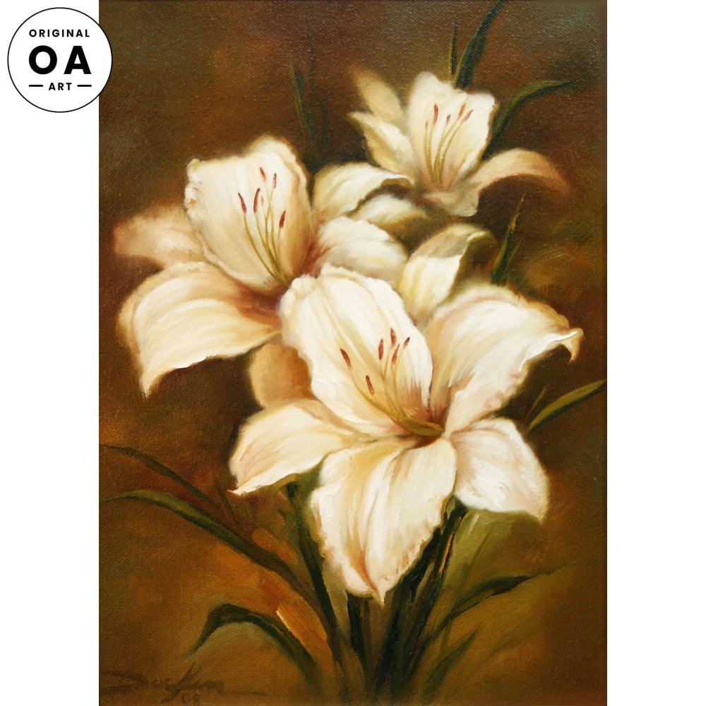 Lilies Original Oil Painting - Wild Wings