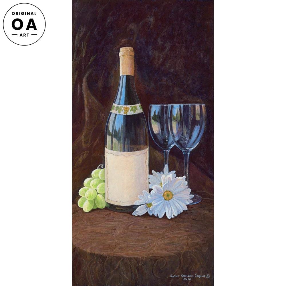 Loves Me—Wine Bottle & Glasses Original Acrylic Painting - Wild Wings