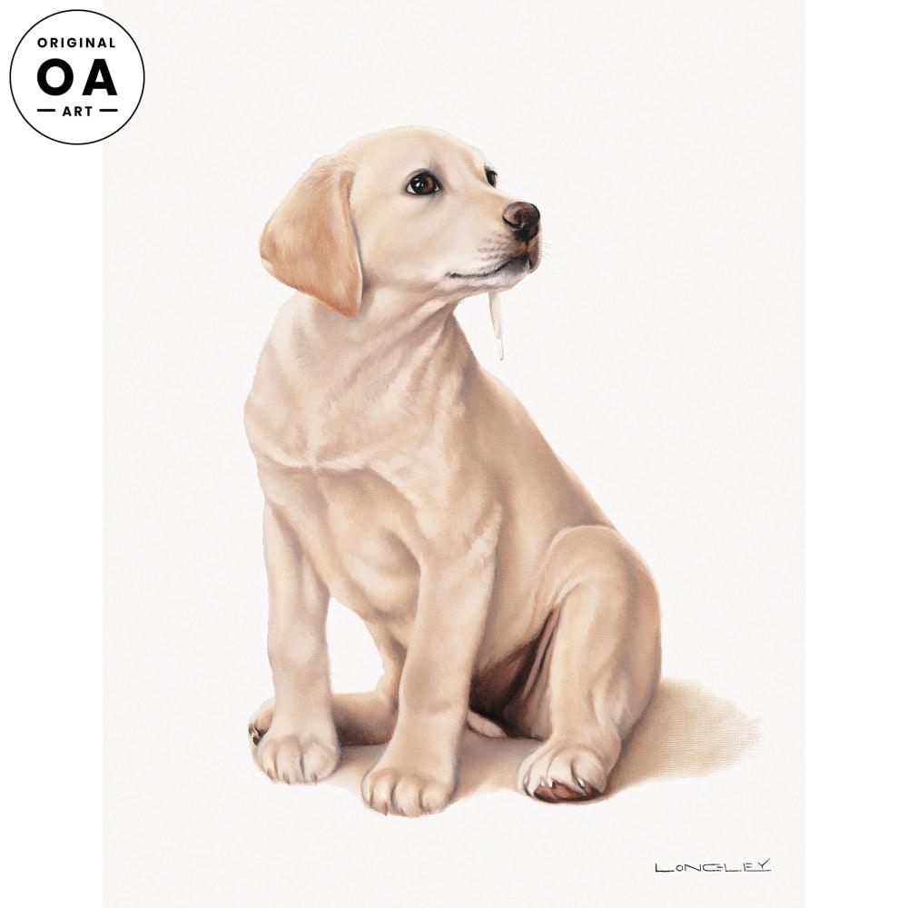 What Shoe?—Yellow Lab Original Oil Painting - Wild Wings