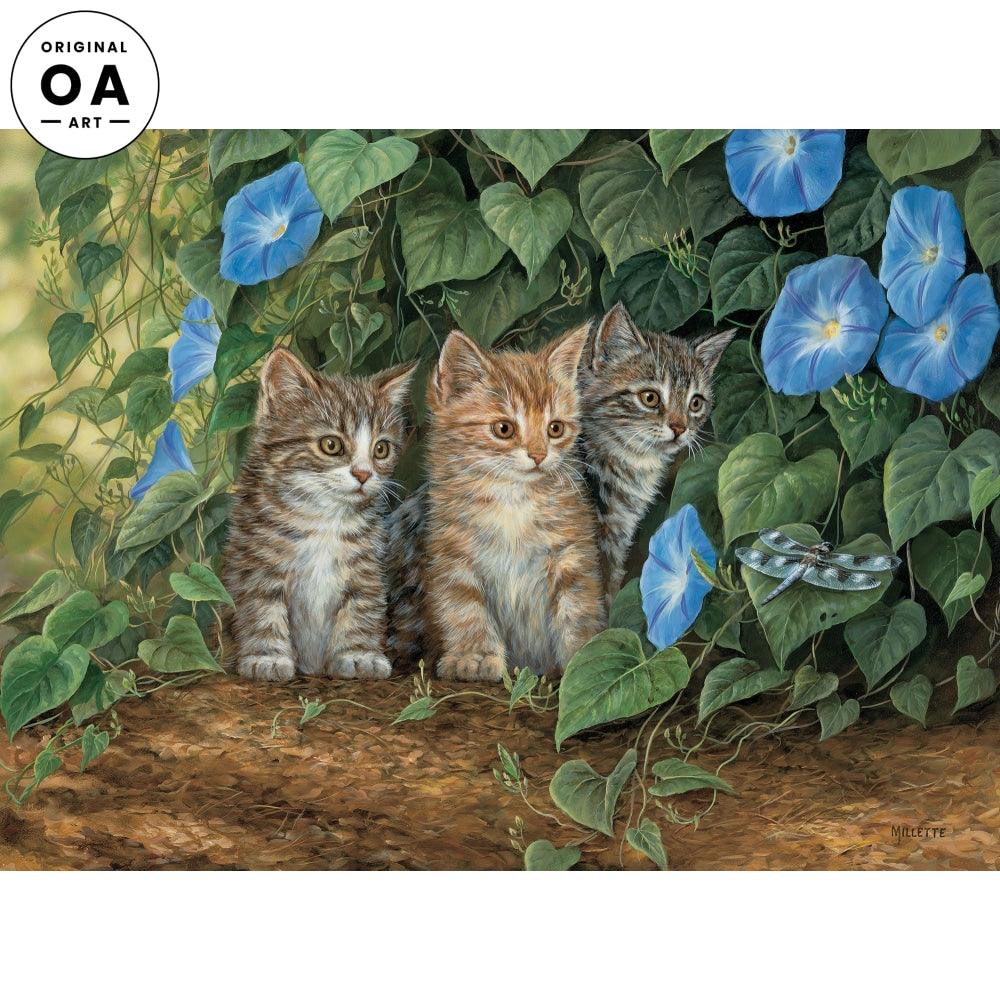Triple Trouble - Kittens Millette Original Acrylic Painting from