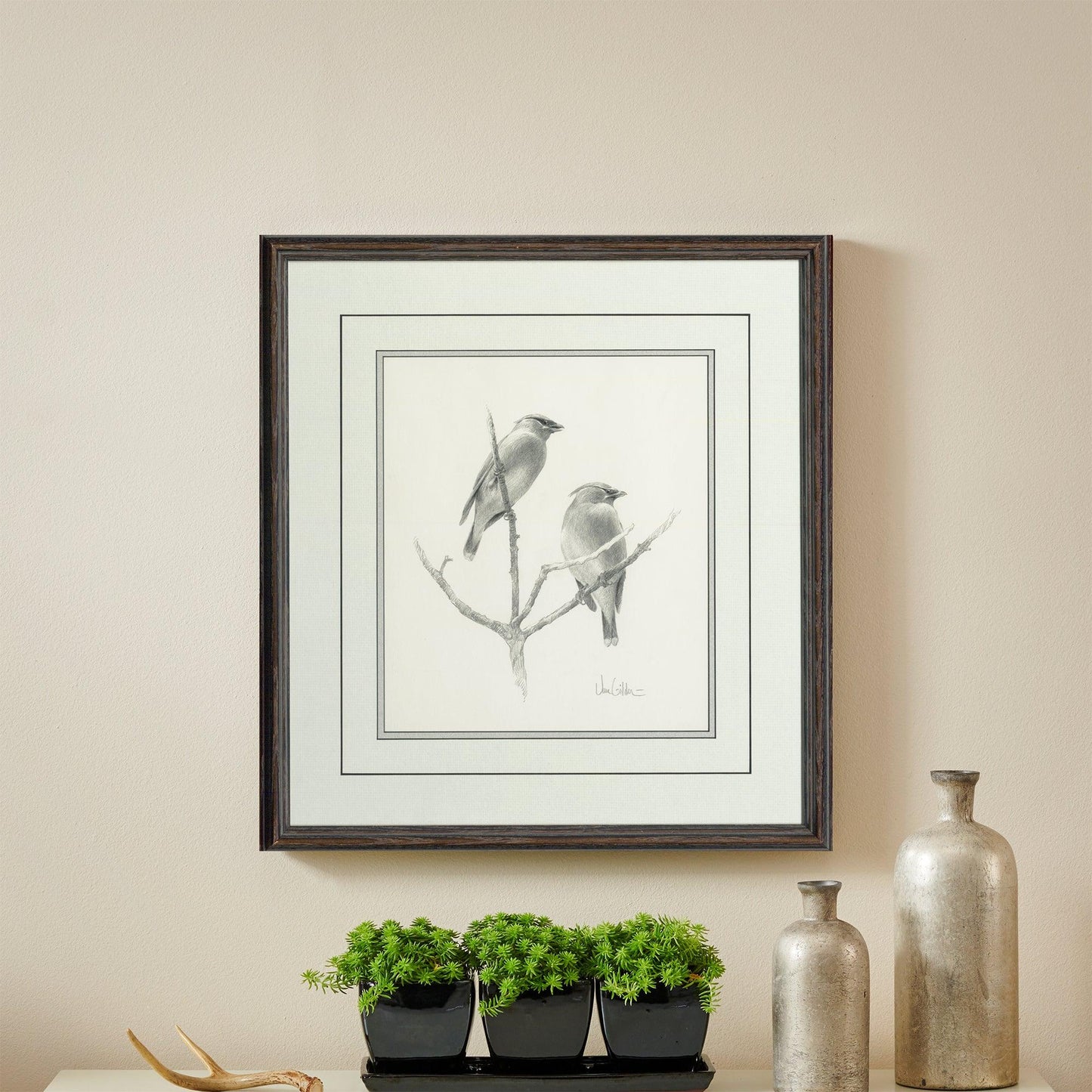 Cedar Waxwings Original Pencil Drawing - Wild Wings