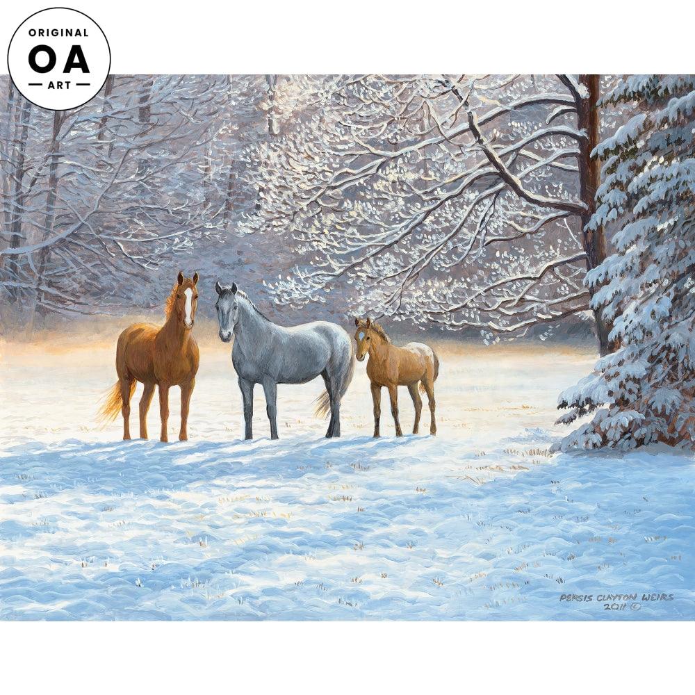 Bright Morning Horses Original Acrylic Painting - Wild Wings