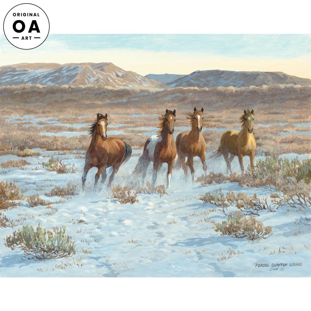 Mustang Colts Original Acrylic Painting - Wild Wings