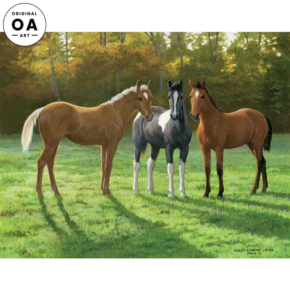 Palomino, Paint and Bay—Horses Original Acrylic Painting - Wild Wings