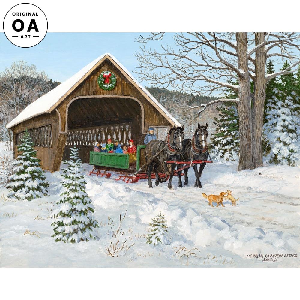 Perfect Winter Day—Covered Bridge Original Acrylic Painting - Wild Wings