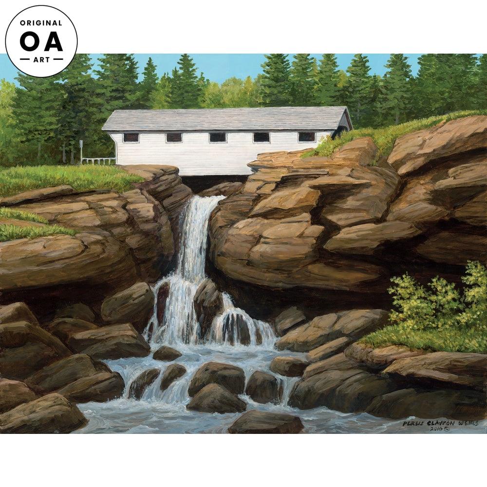 South Falls Bridge—Covered Bridge Original Acrylic Painting - Wild Wings