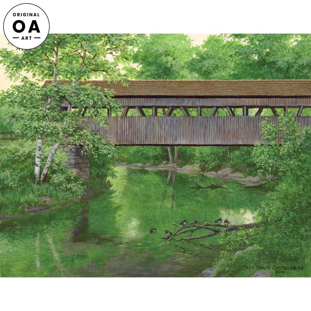 Summer Evening—Covered Bridge Original Acrylic Painting - Wild Wings