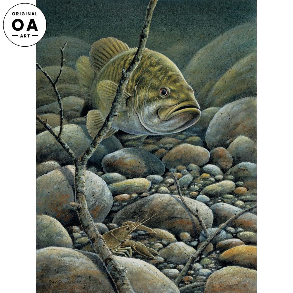 Confrontation—Smallmouth Bass Original Acrylic Painting - Wild Wings