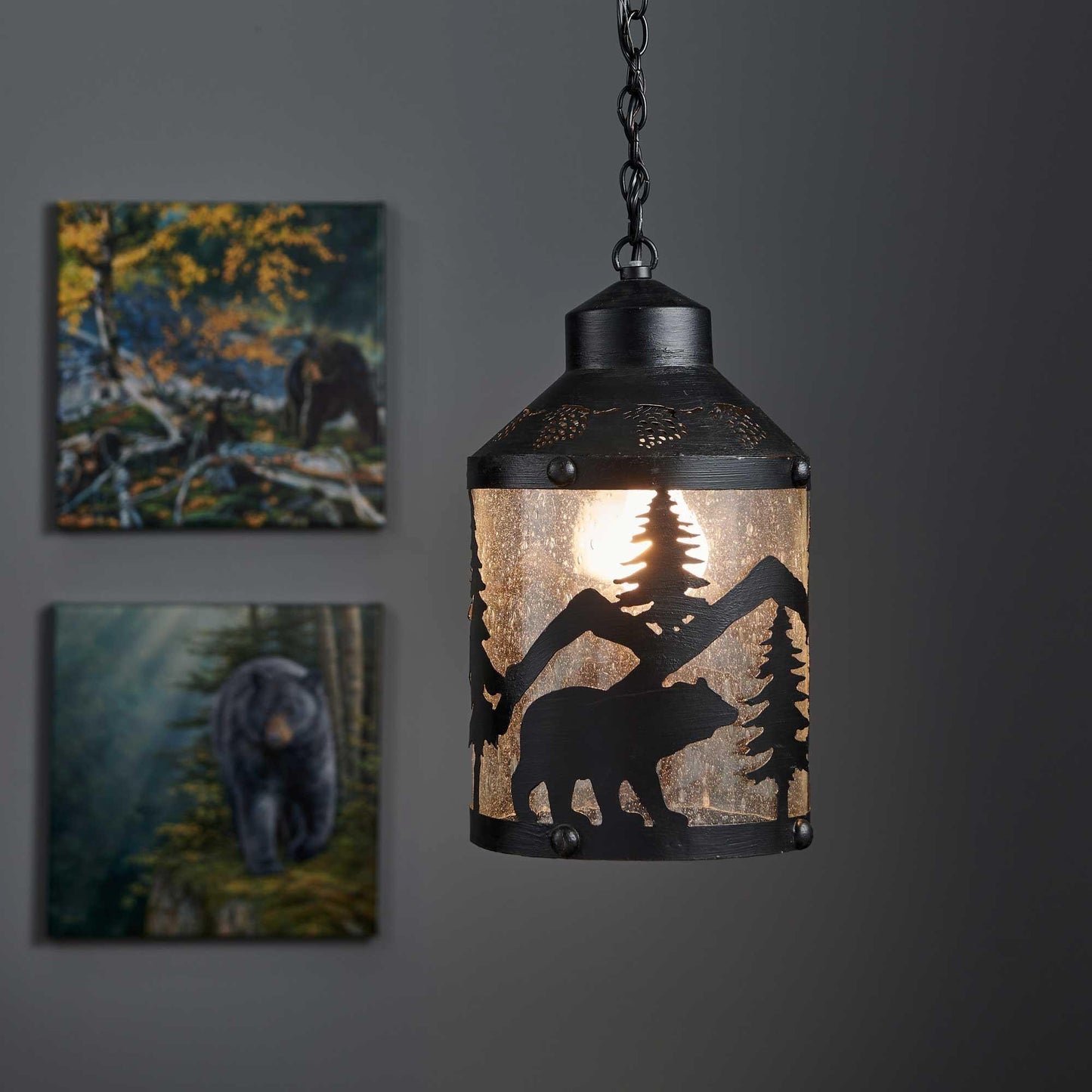 Black Bears Silhouette Pendant Light Light Fixture - Wild Wings