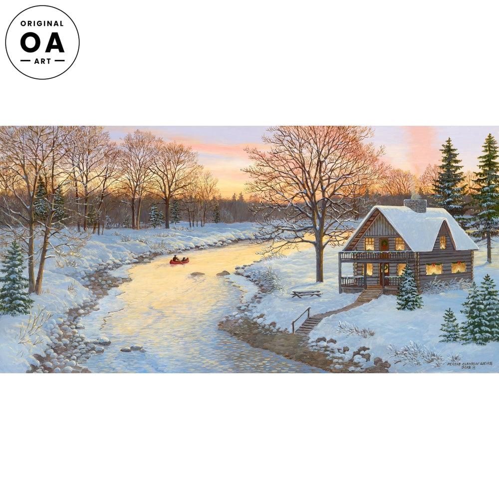 Cabin Along the Creek Original Acrylic Painting - Wild Wings