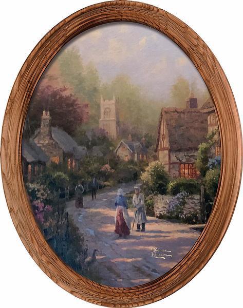 Cobblestone Village Framed Canvas Oval - Wild Wings