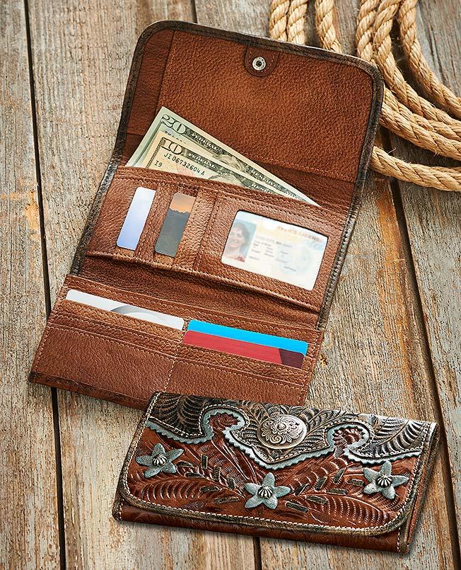 Desert Wildflower Leather Wallet - Wild Wings